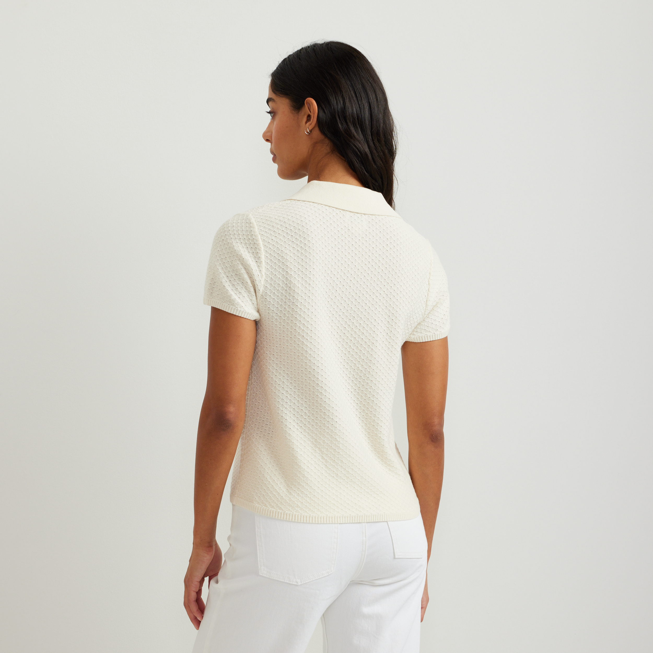 Women's Diamond Stitch Short Sleeve Pullover Sweater - Image 7