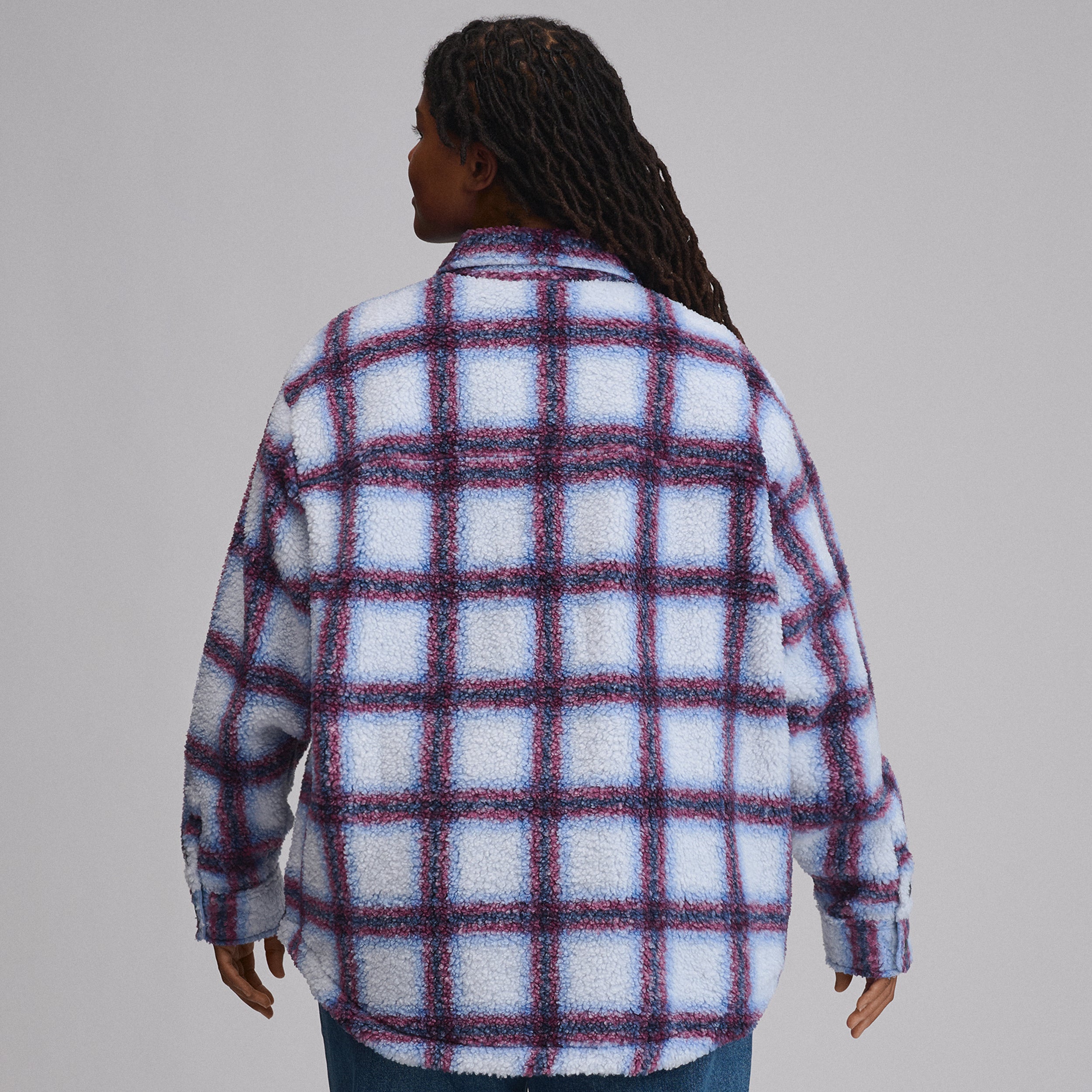 Women's Plaid Fleece Shirt Jacket - Image 2