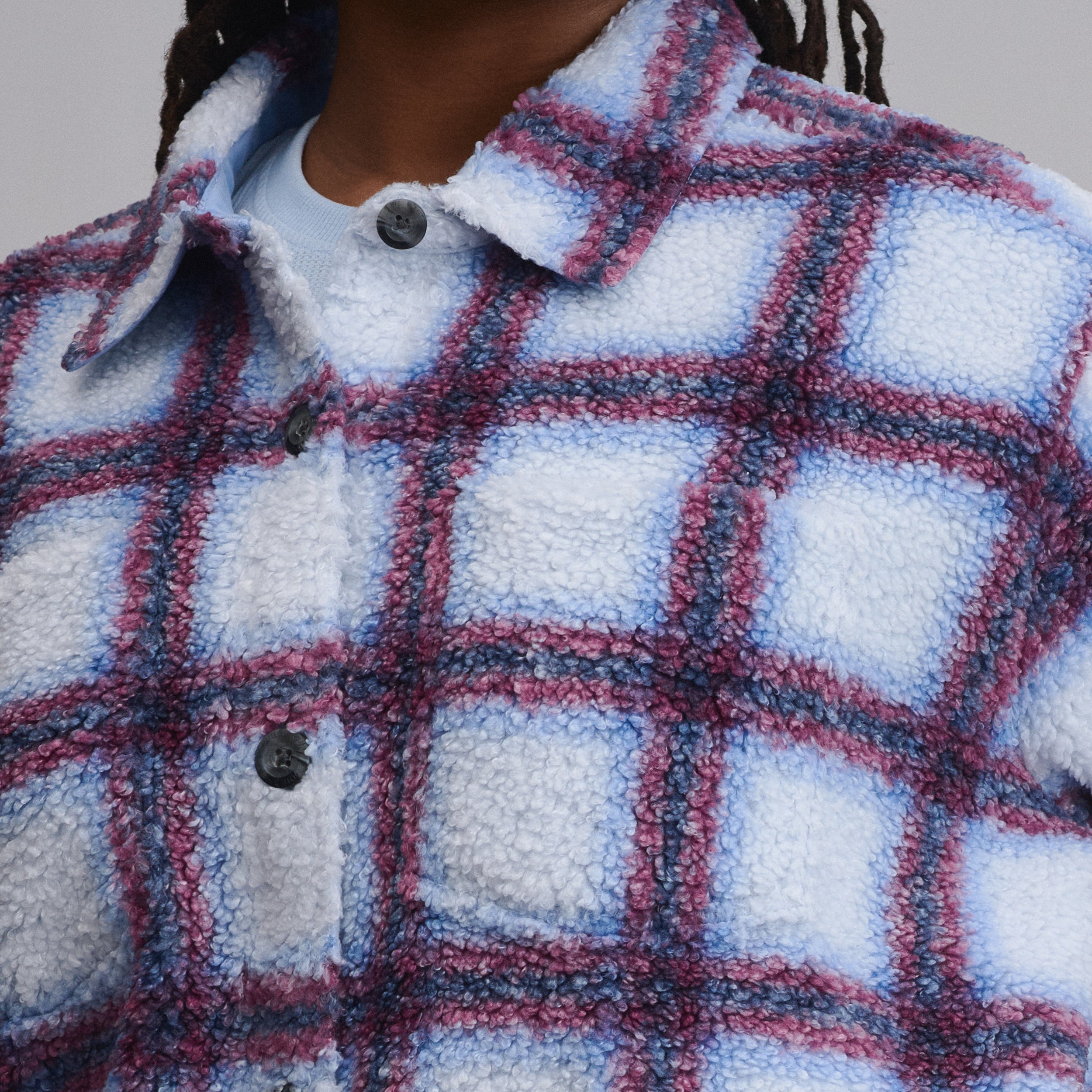 Women's Plaid Fleece Shirt Jacket - Image 3