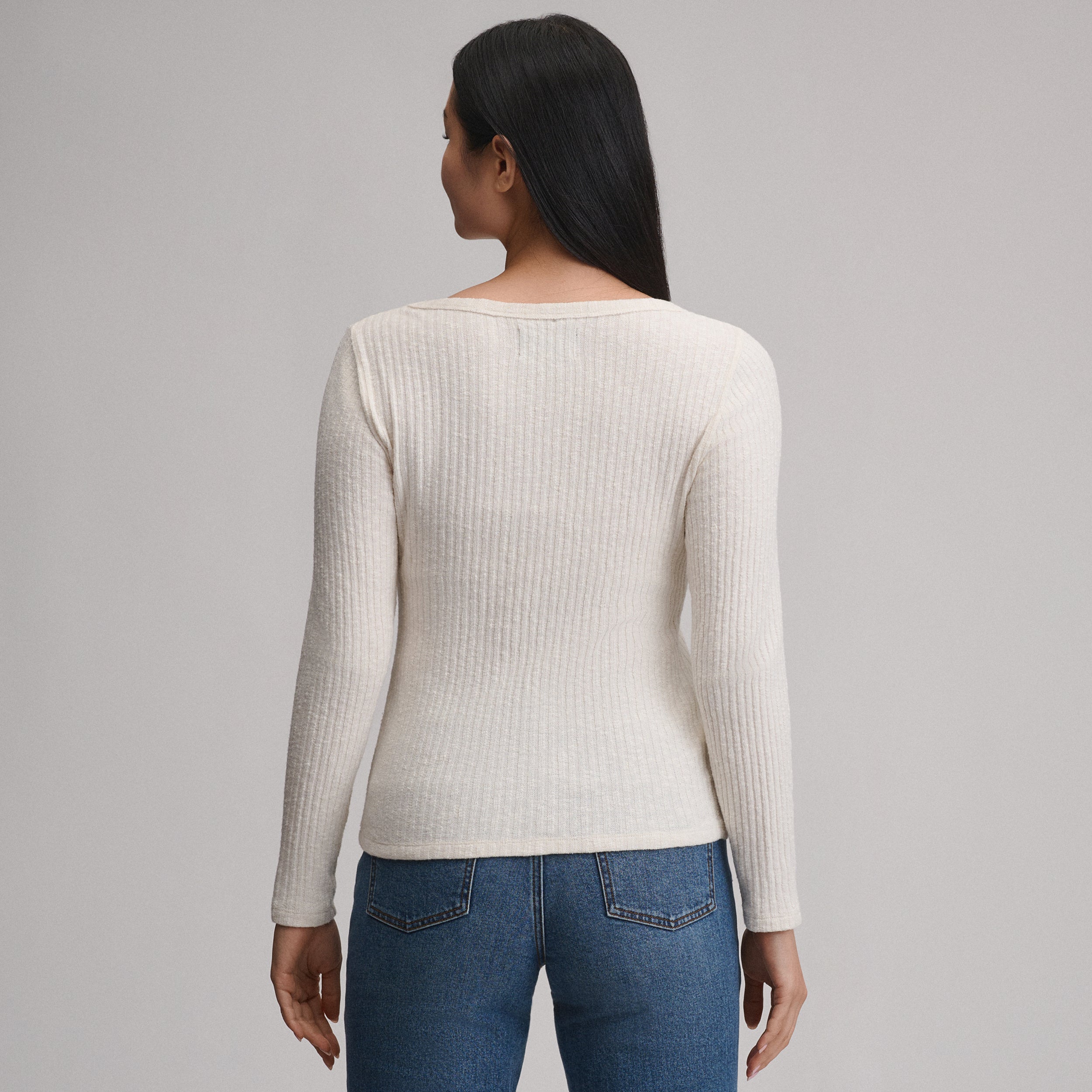 Women's Long-Sleeve Hacci Ribbed Top - Image 2