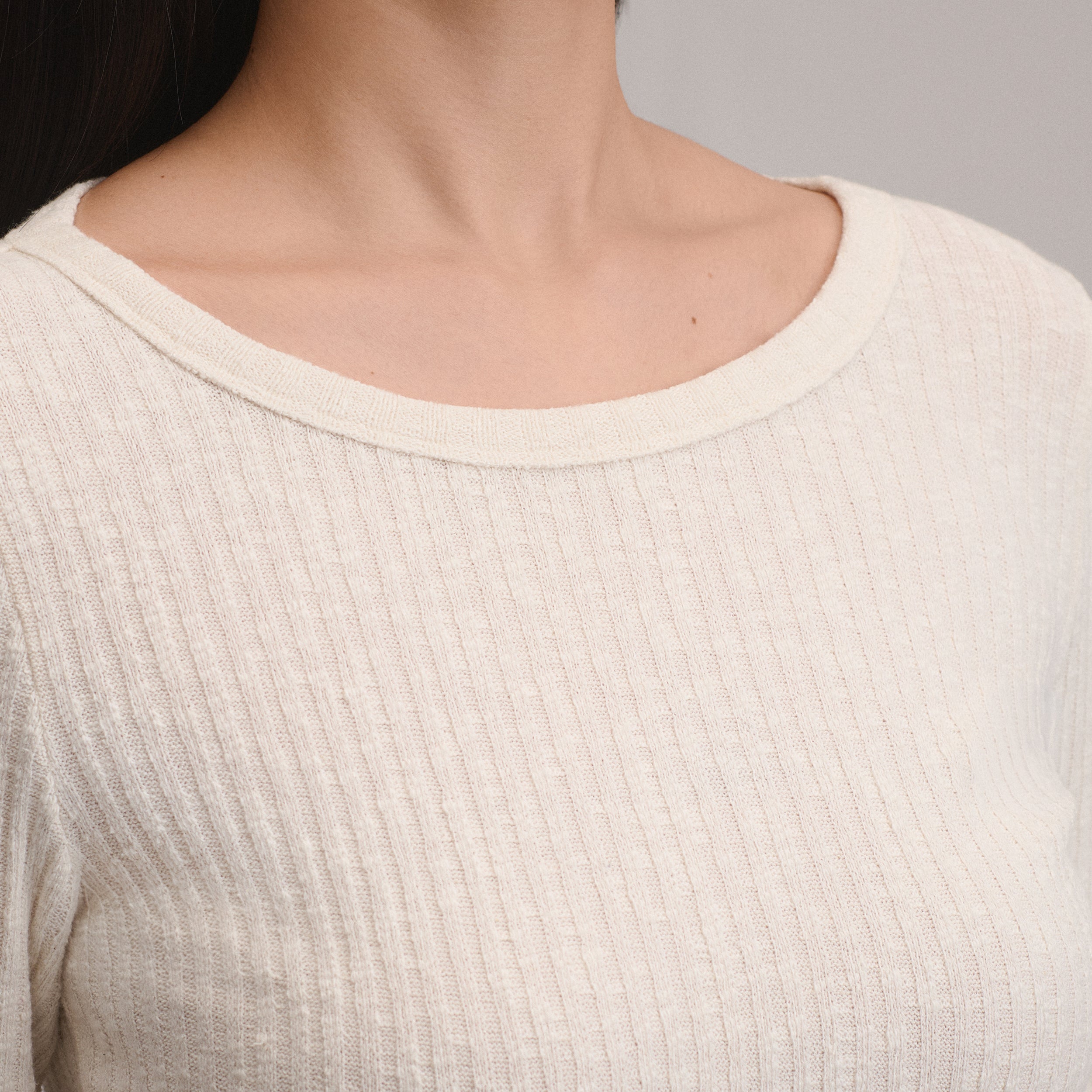 Women's Long-Sleeve Hacci Ribbed Top - Image 3