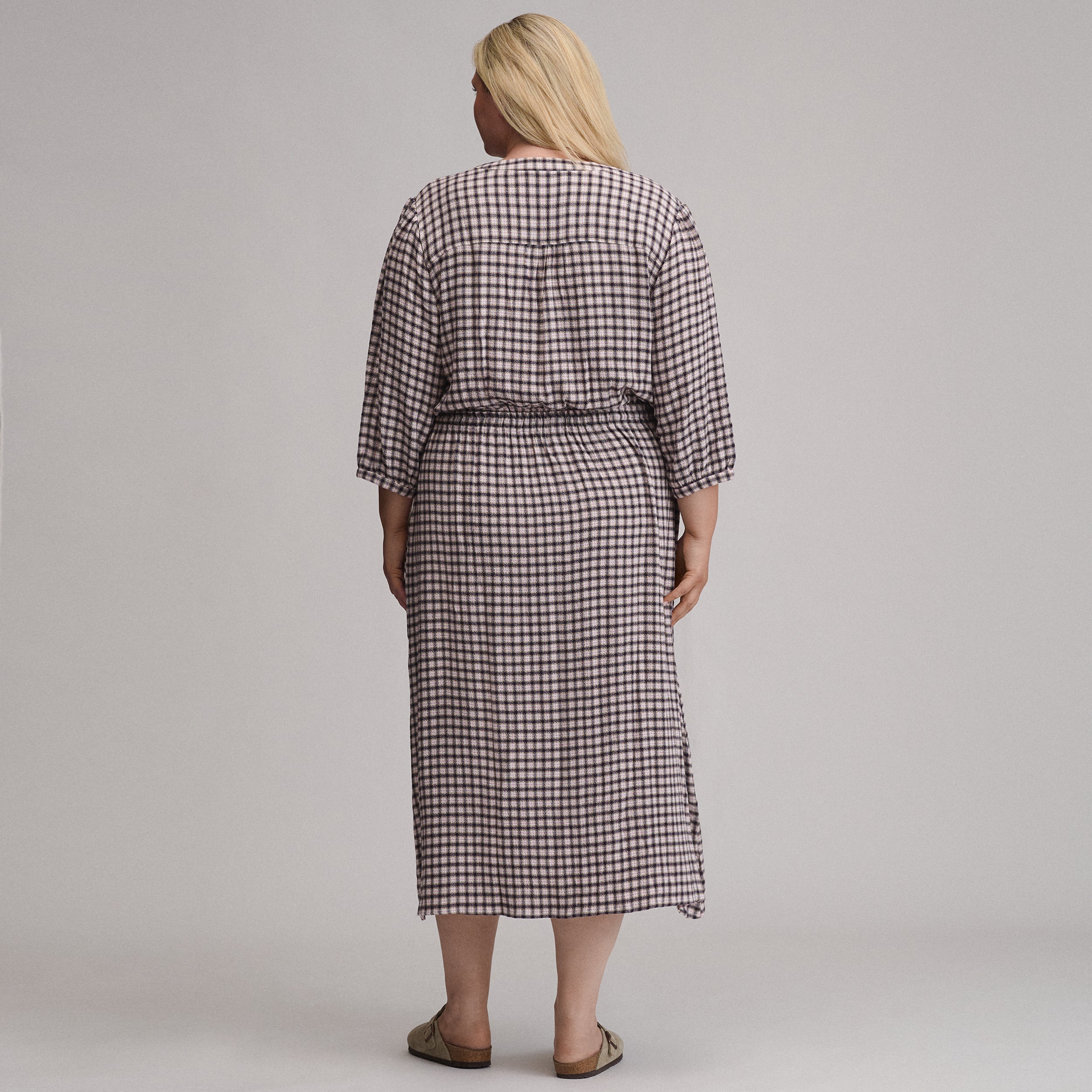 Women's Plaid Button Front Belted Midi Dress - Image 5