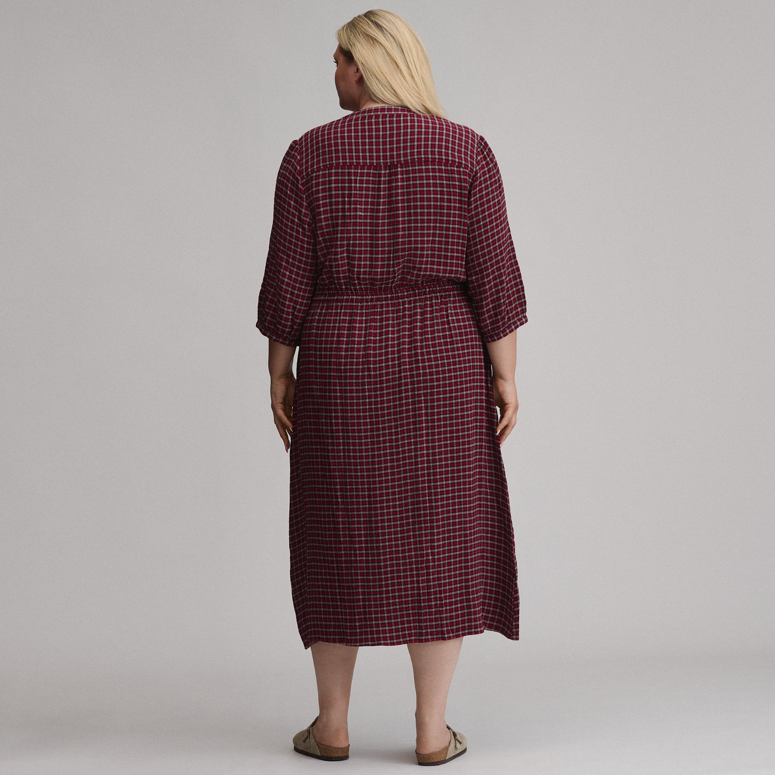 Women's Plaid Button Front Belted Midi Dress - Image 13