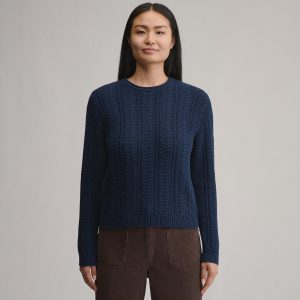 Women's Cotton Cable Crew Sweater