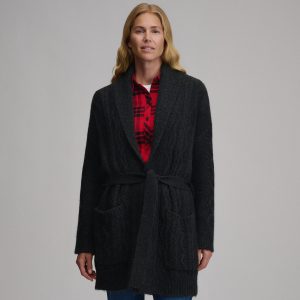Women's Belted Cable Cardigan Sweater