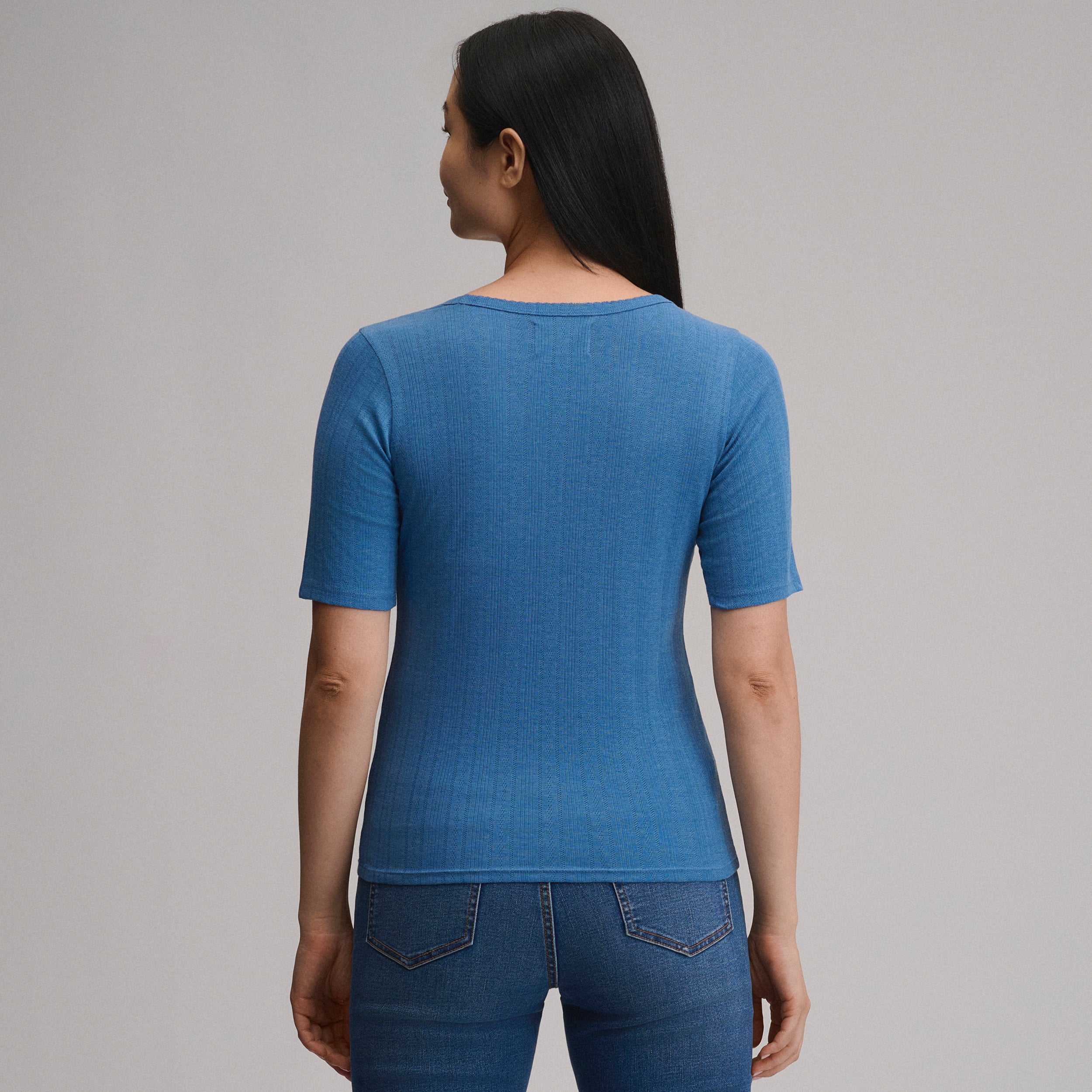 Women's Short-Sleeve Pointelle Square-Neck Crew - Image 2