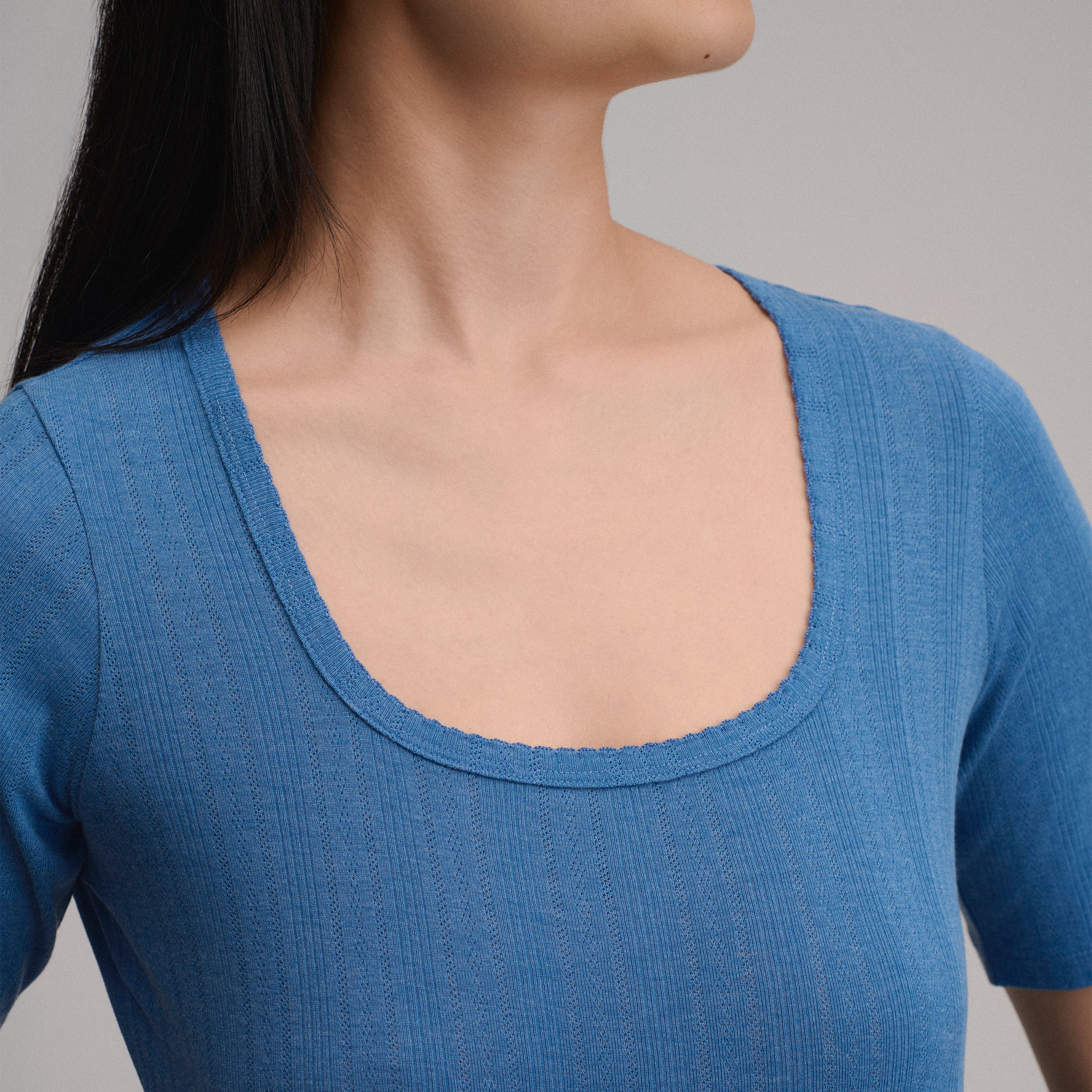 Women's Short-Sleeve Pointelle Square-Neck Crew - Image 3