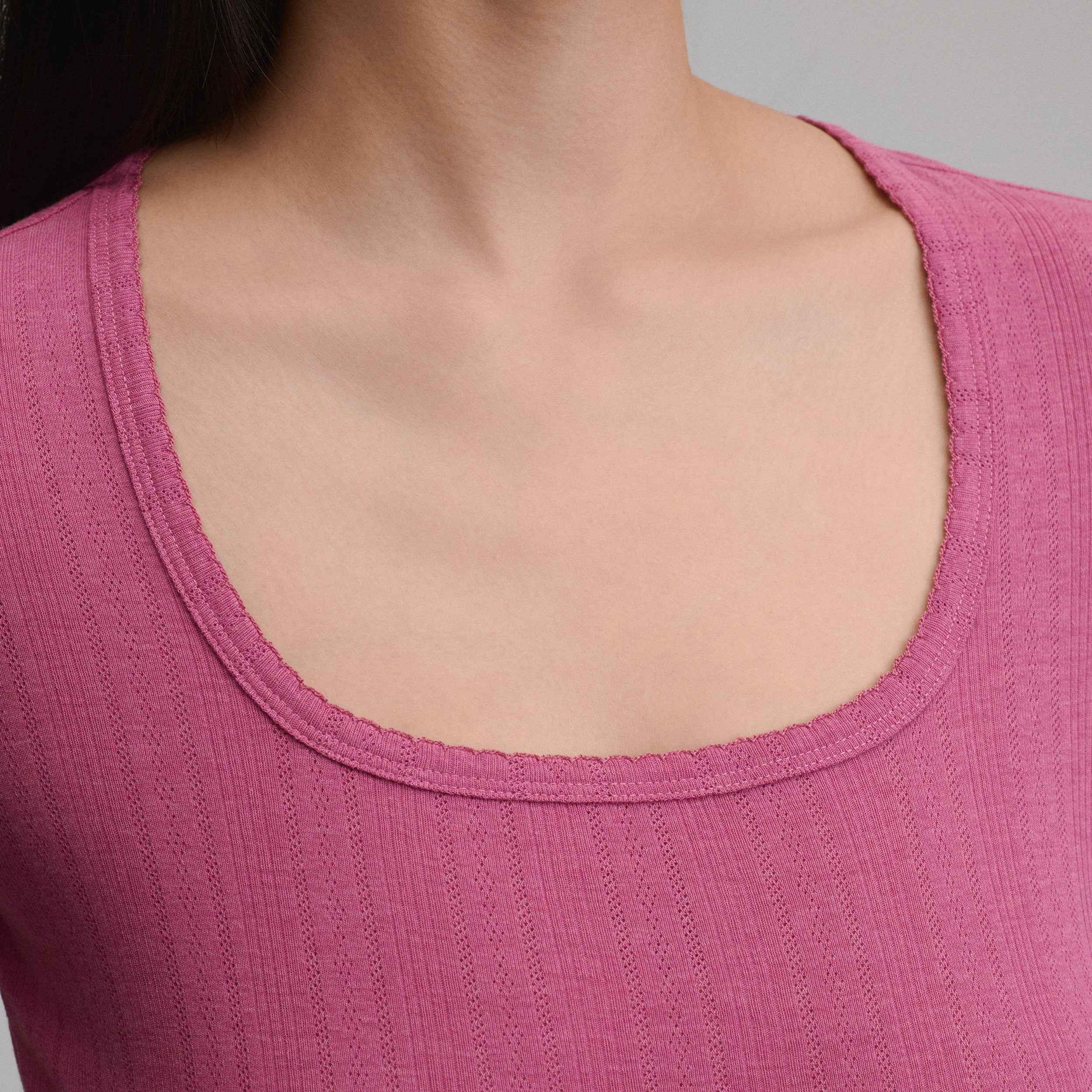 Women's Short-Sleeve Pointelle Square-Neck Crew - Image 7