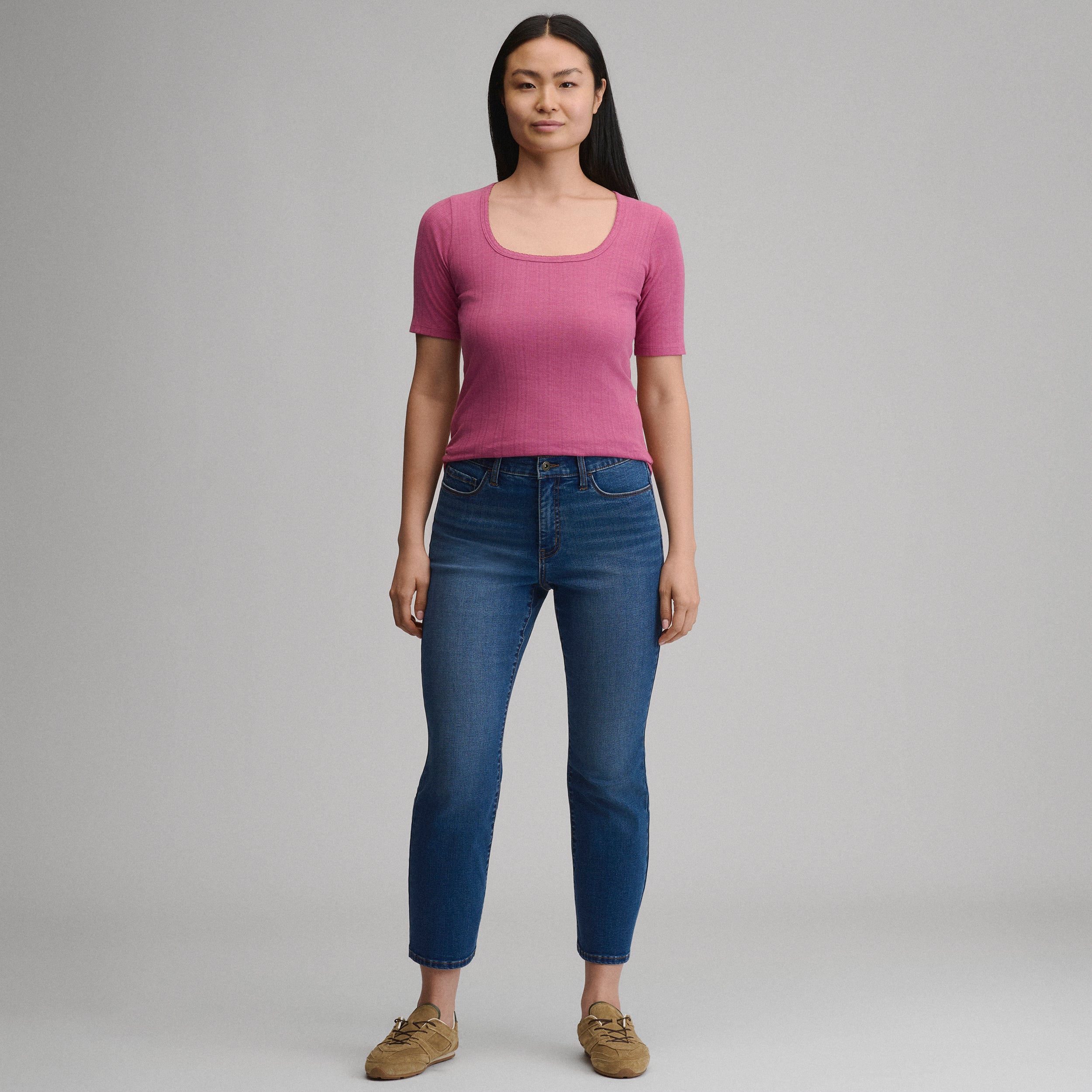 Women's Short-Sleeve Pointelle Square-Neck Crew - Image 8