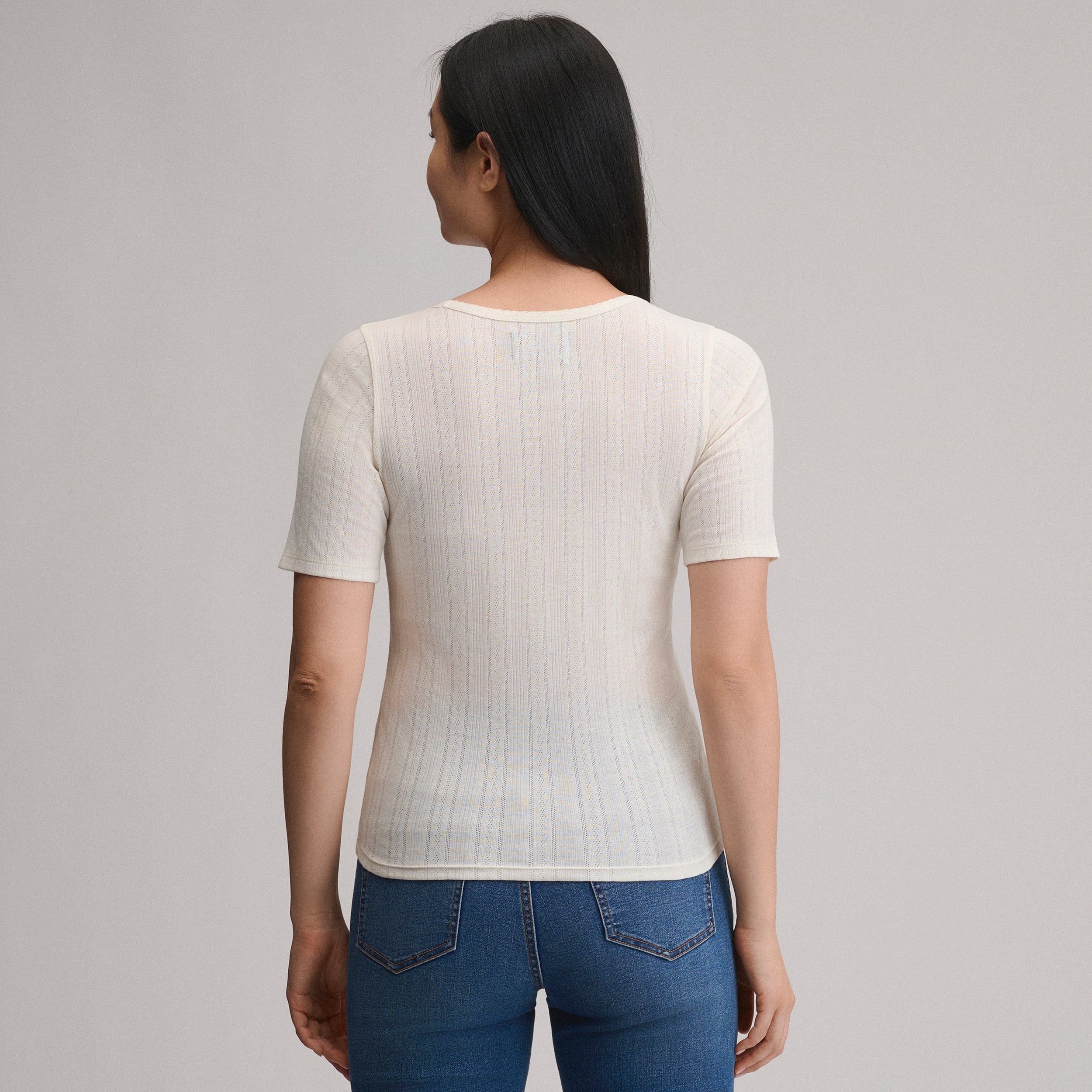 Women's Short-Sleeve Pointelle Square-Neck Crew - Image 10