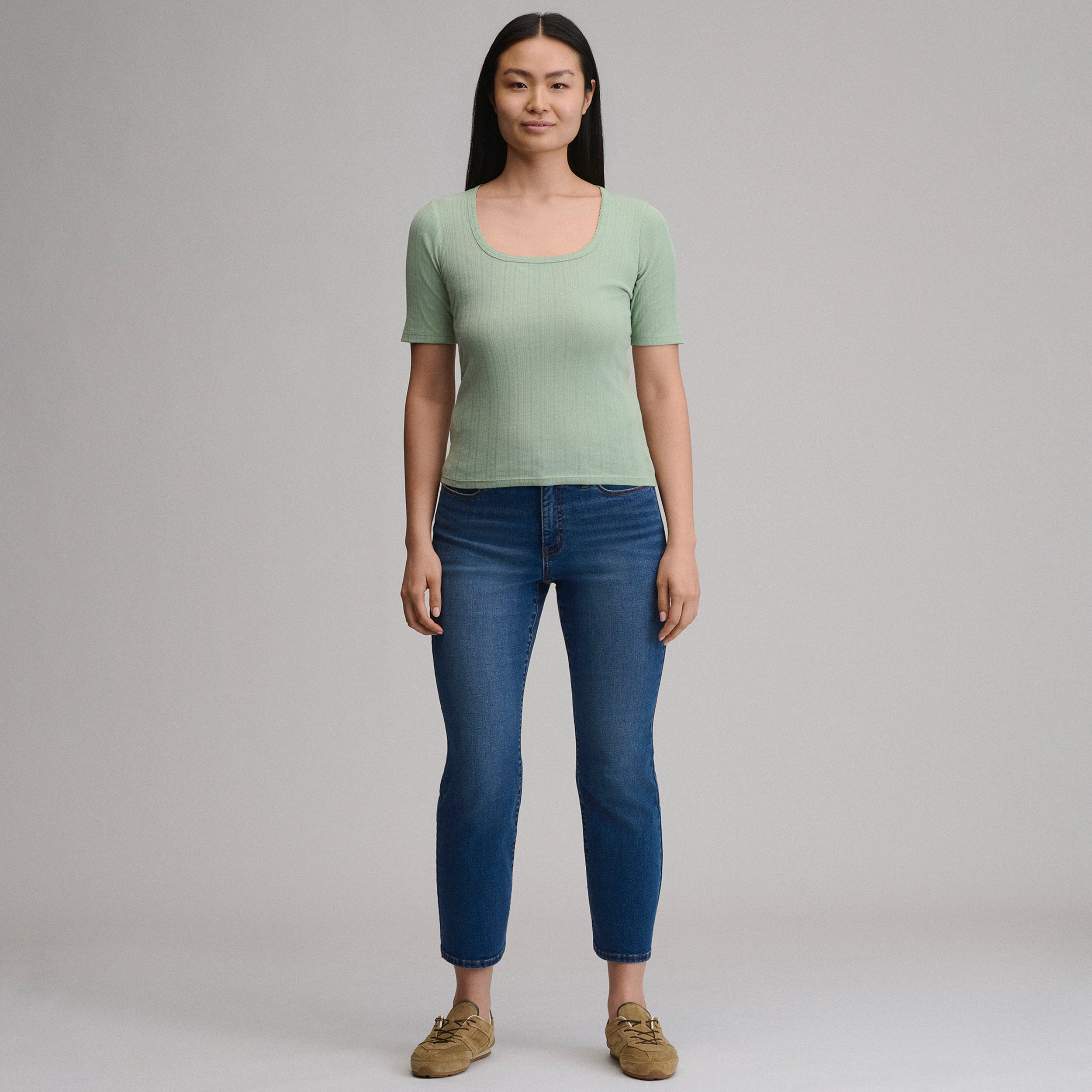Women's Short-Sleeve Pointelle Square-Neck Crew - Image 16