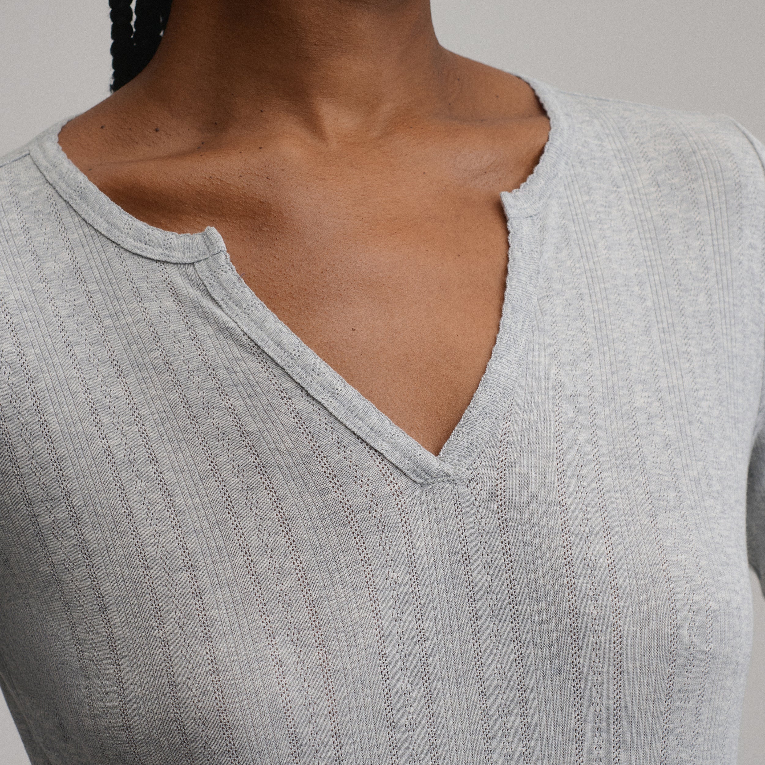 Women's Pointelle Notch-Neck Long-Sleeve Crew - Image 11