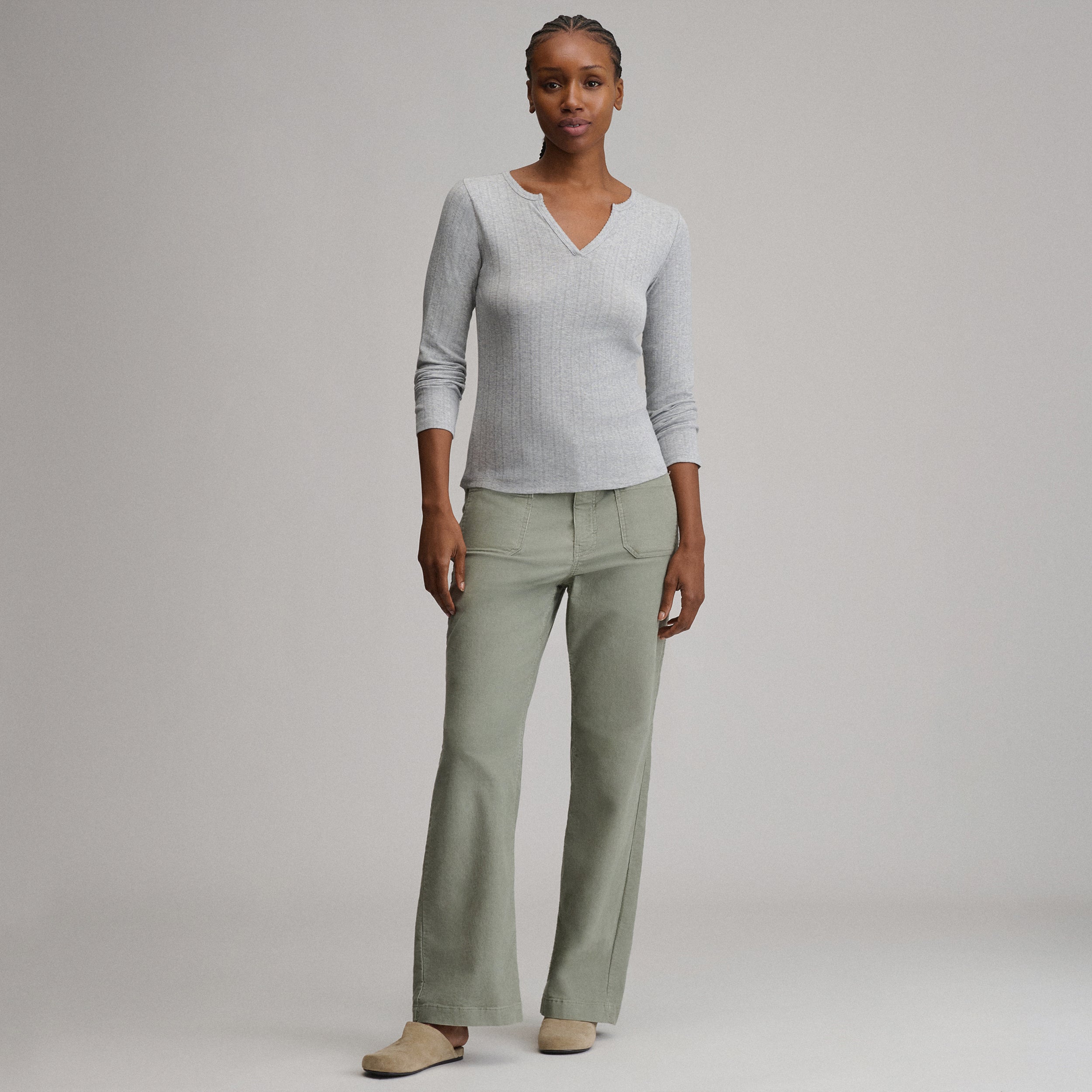 Women's Pointelle Notch-Neck Long-Sleeve Crew - Image 12
