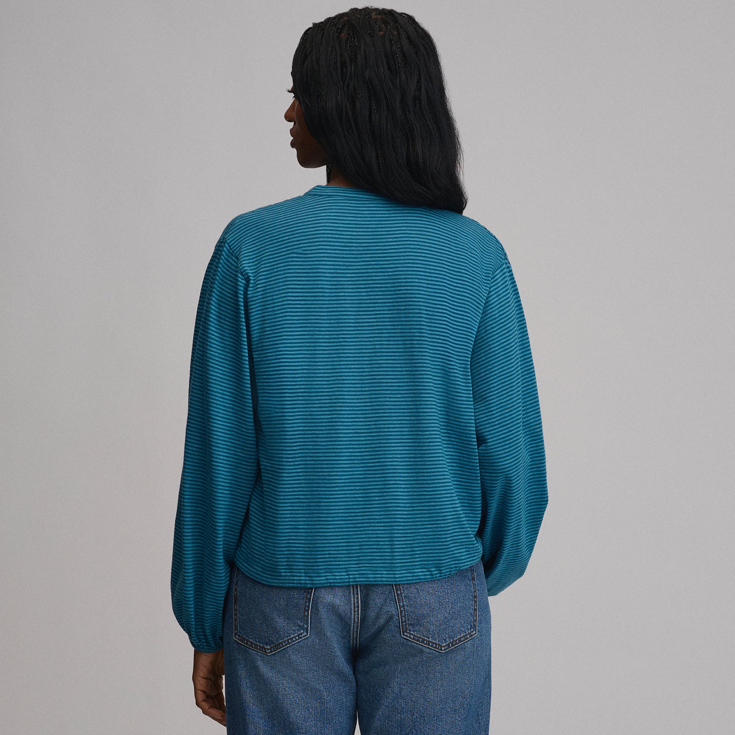 Women's Long-Sleeve Button Front Drawstring Hem Top - Image 6