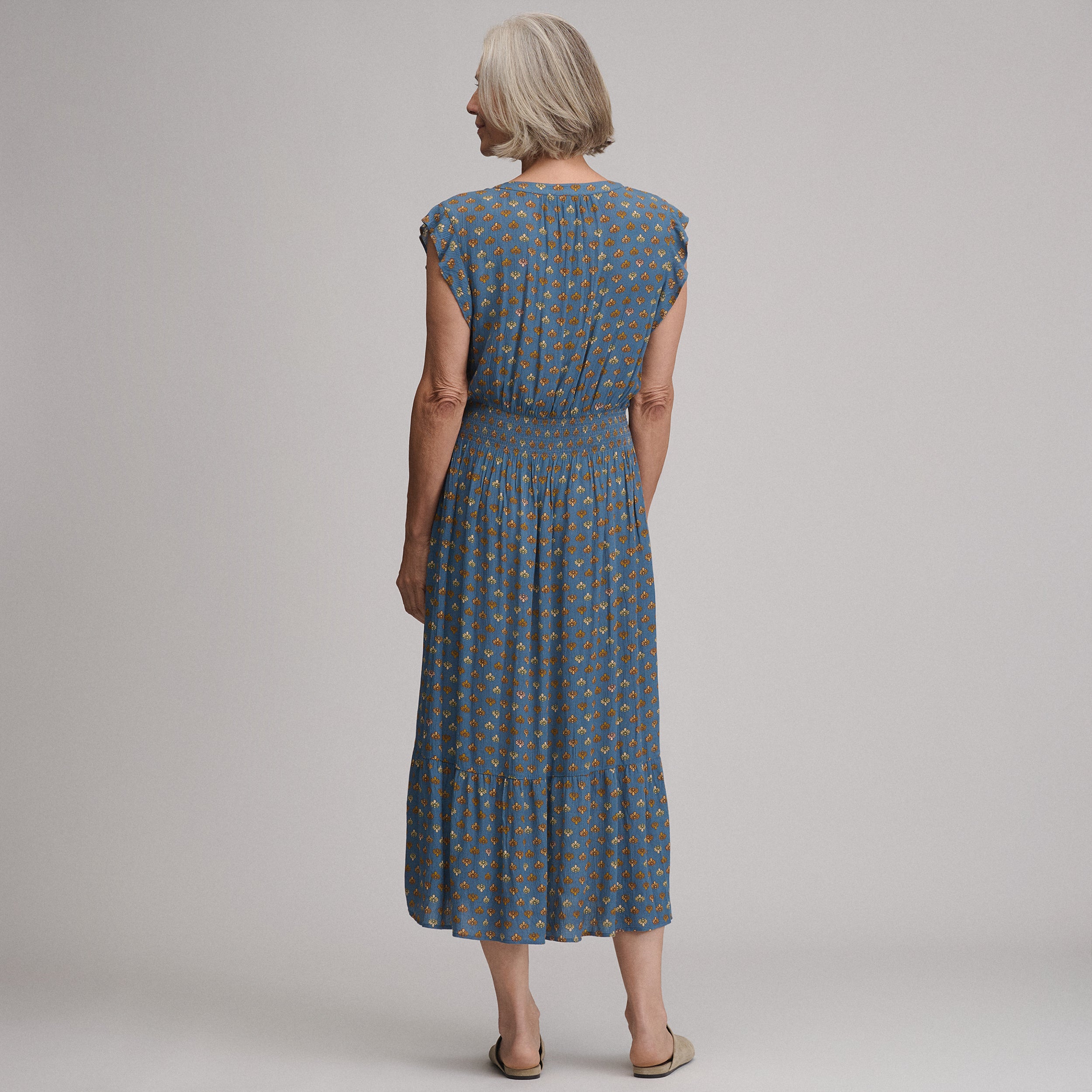Women's Flutter Sleeve Smocked Waist Midi Dress - Image 6