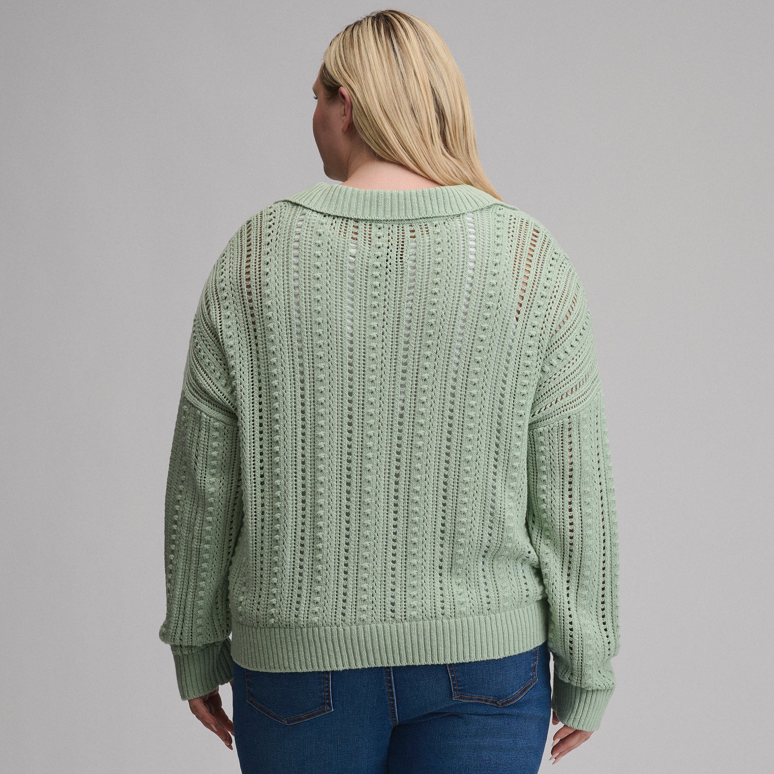 Women's Long-Sleeve Slub Johnny Collar Sweater - Image 18