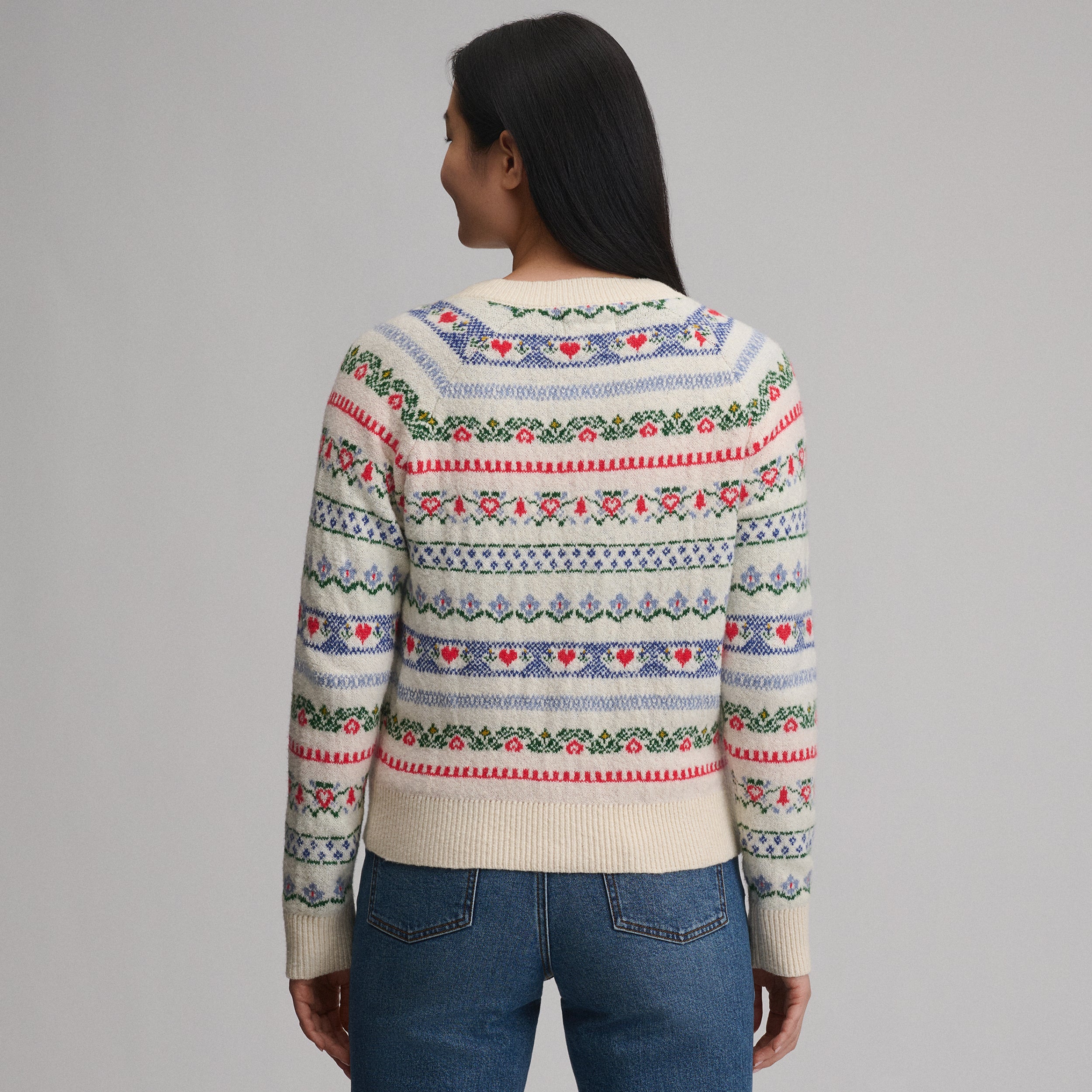 Women's Signature Cardigan Sweater - Novelty Stripe - Image 2