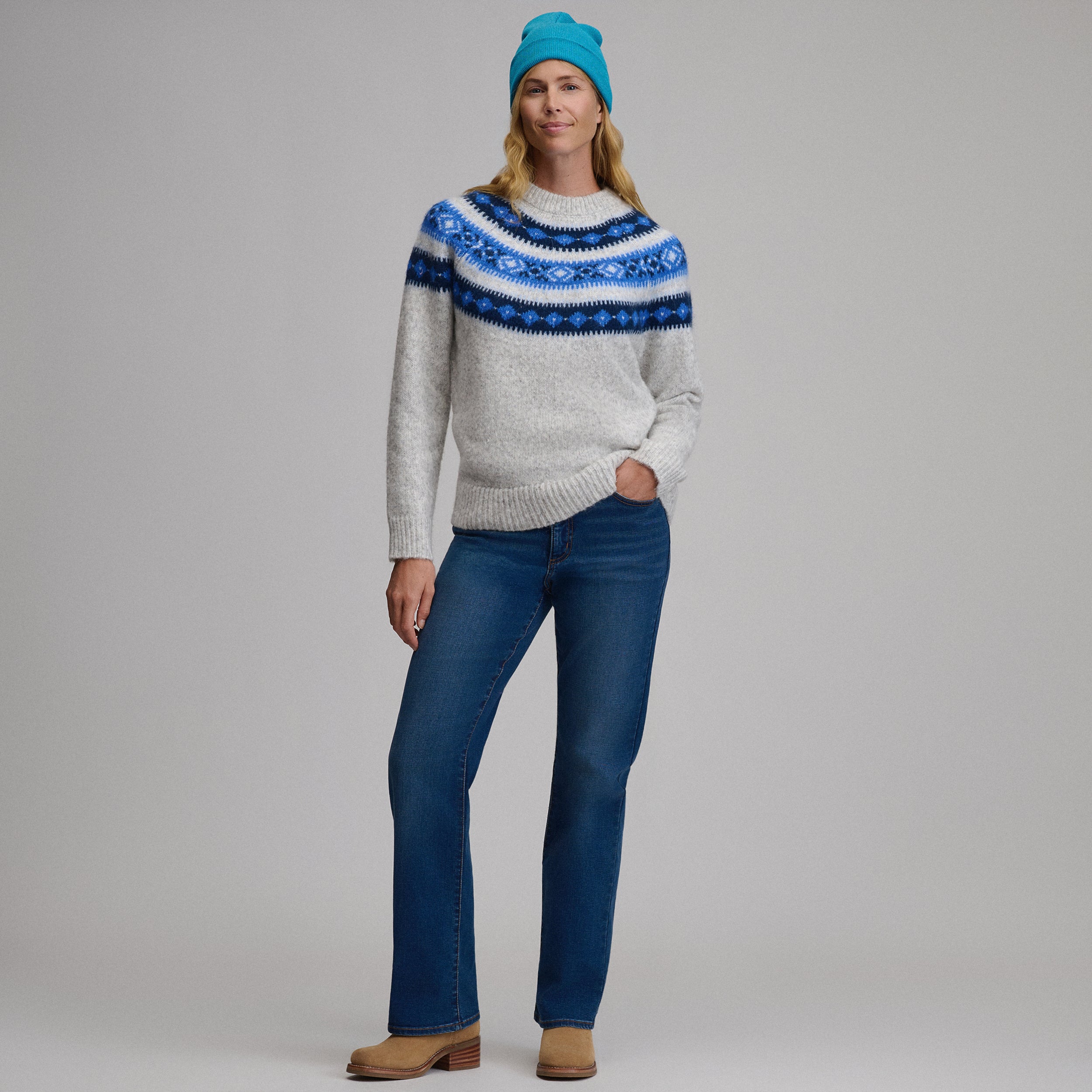 Women's Fairisle Fluffy Crew Sweater - Image 4