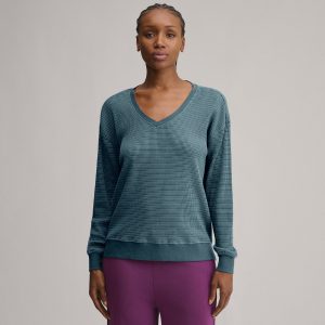 Women's Long-Sleeve V-Neck Boyfriend Thermal - Striped