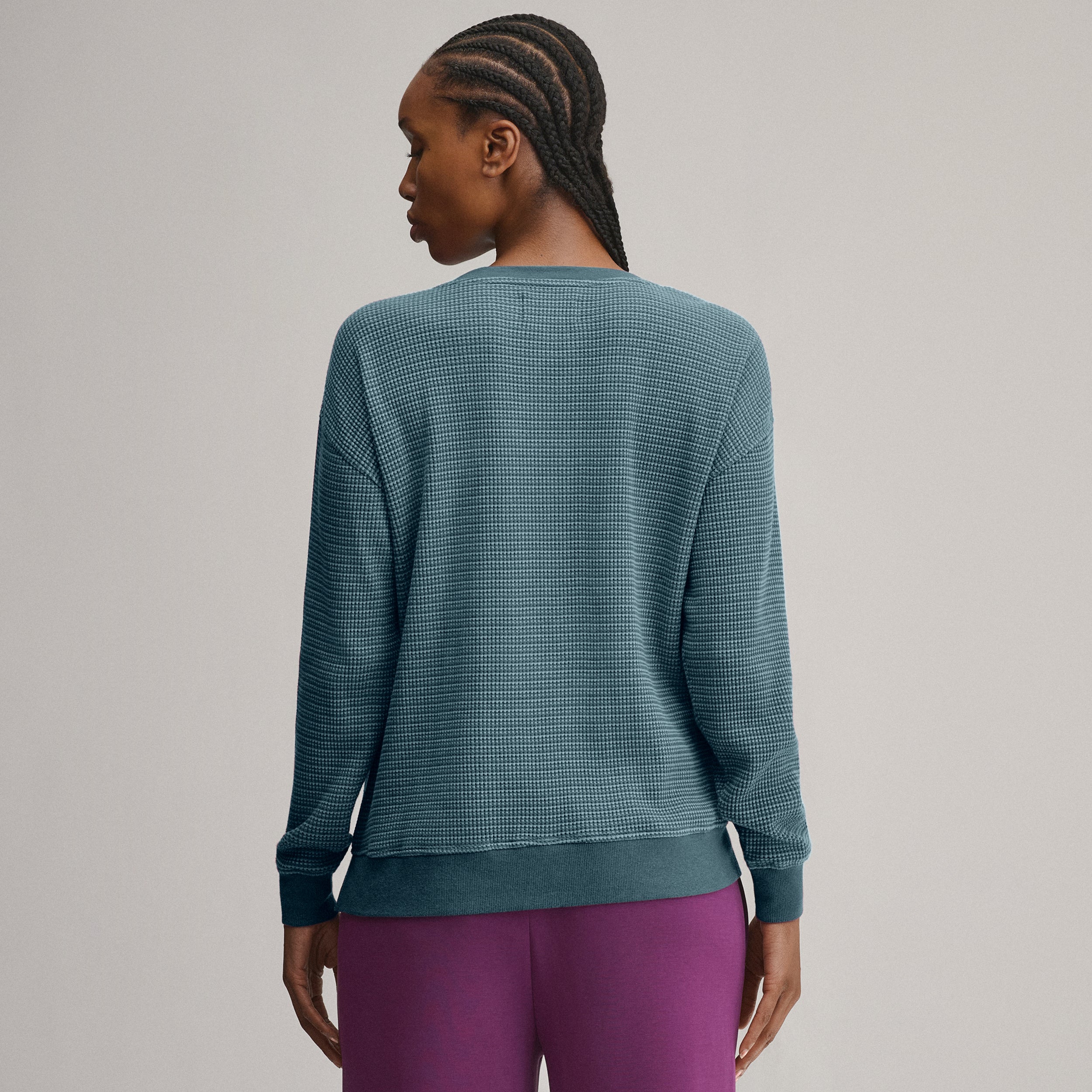 Women's Long-Sleeve V-Neck Boyfriend Thermal - Striped - Image 2