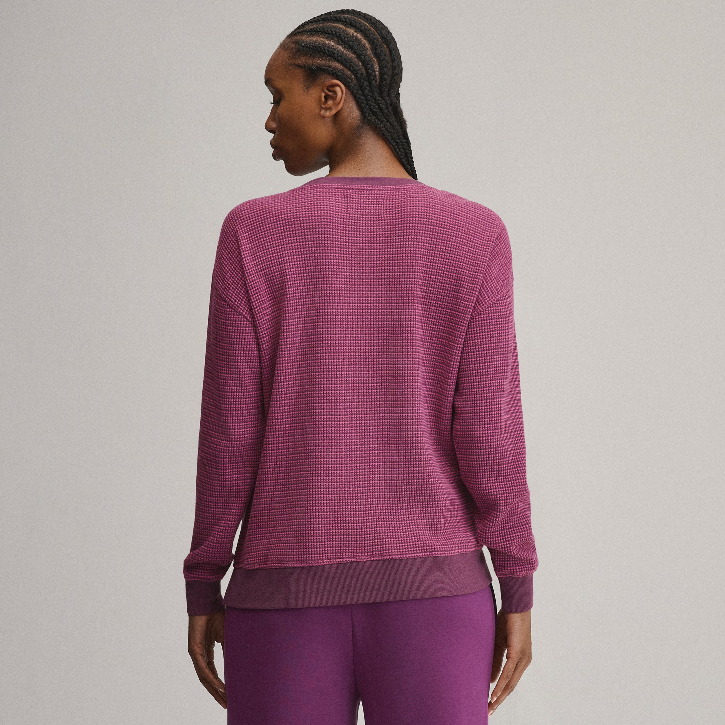 Women's Long-Sleeve V-Neck Boyfriend Thermal - Striped - Image 6