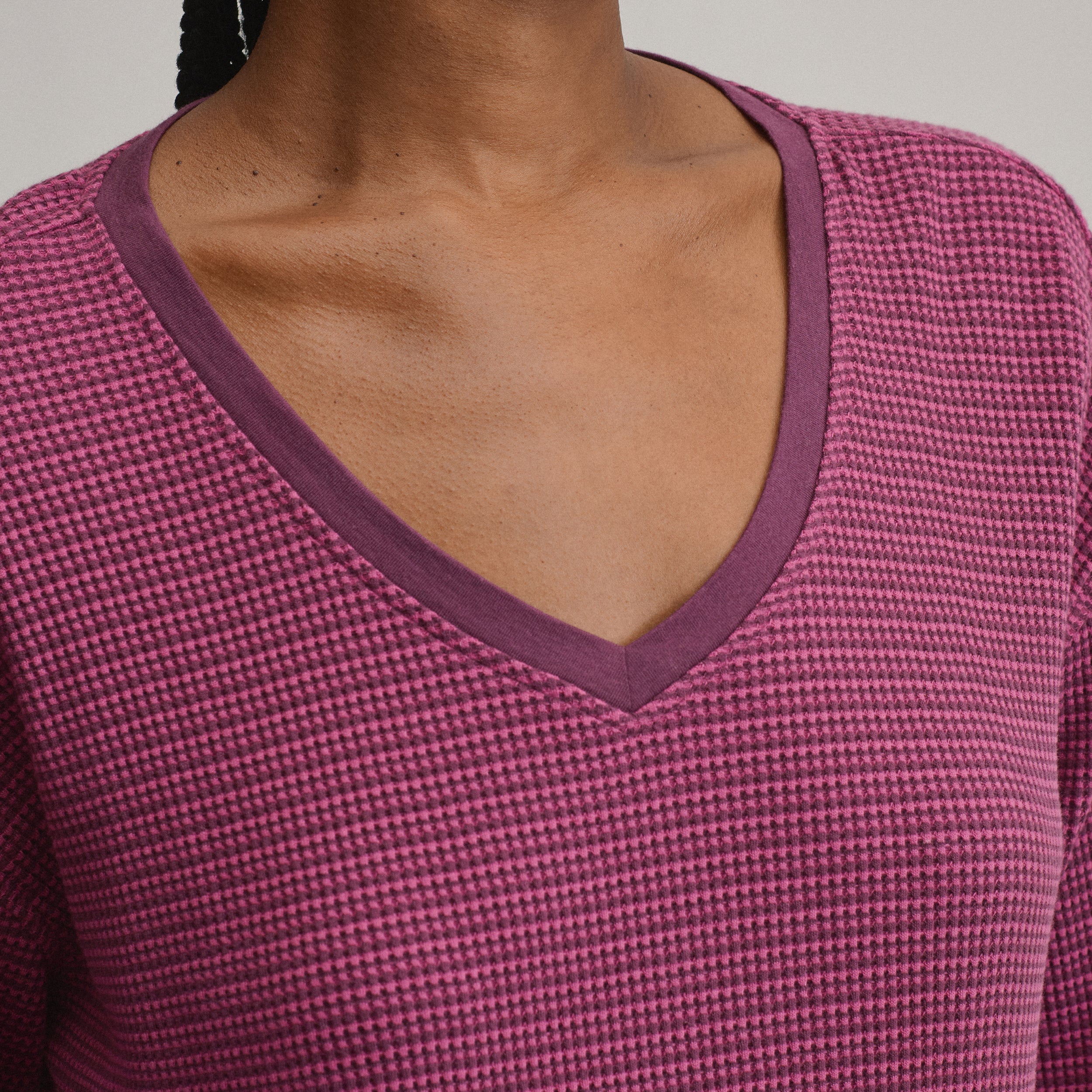Women's Long-Sleeve V-Neck Boyfriend Thermal - Striped - Image 7