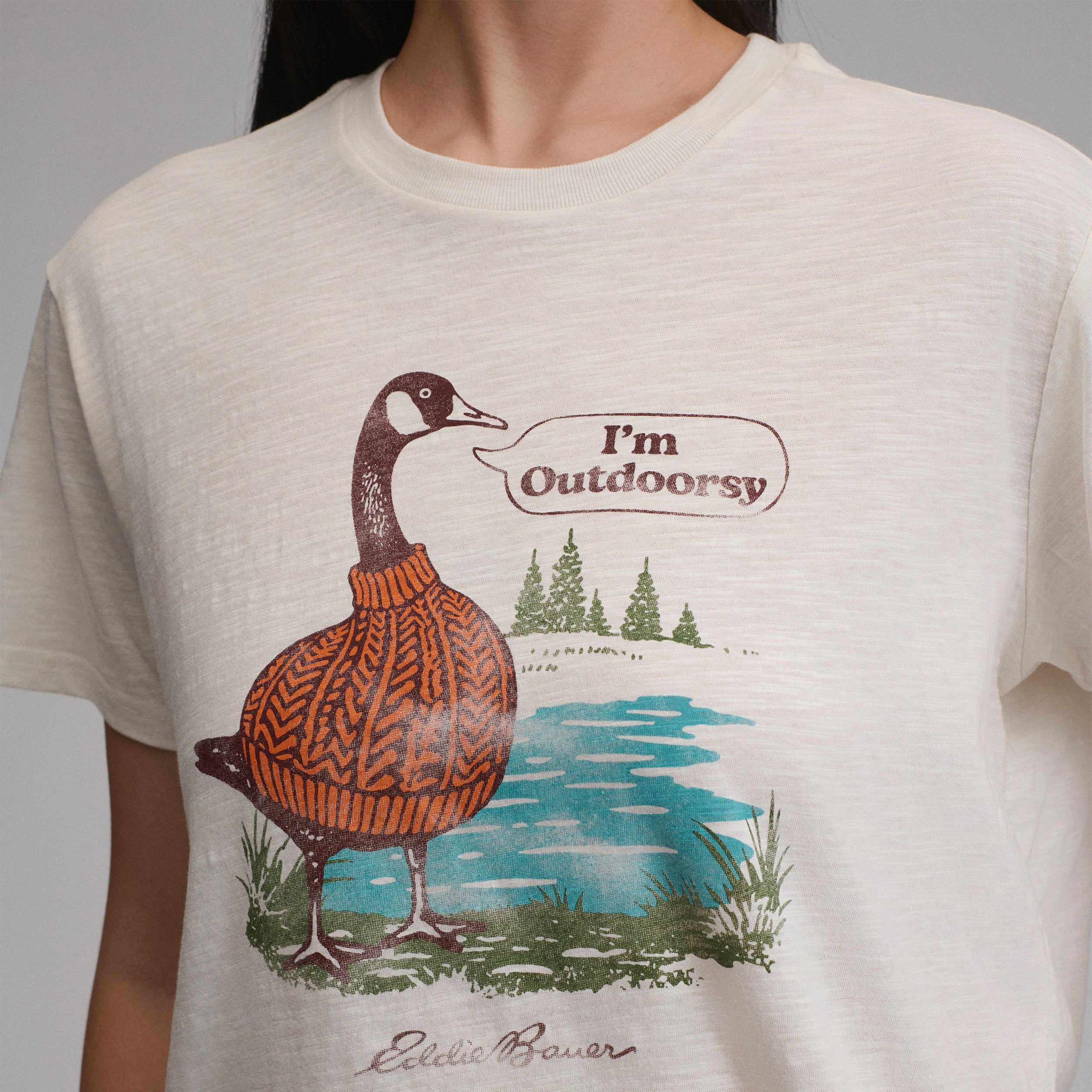 Women's Short-Sleeve Relaxed Boyfriend Graphic T-Shirt - Goose - Image 3