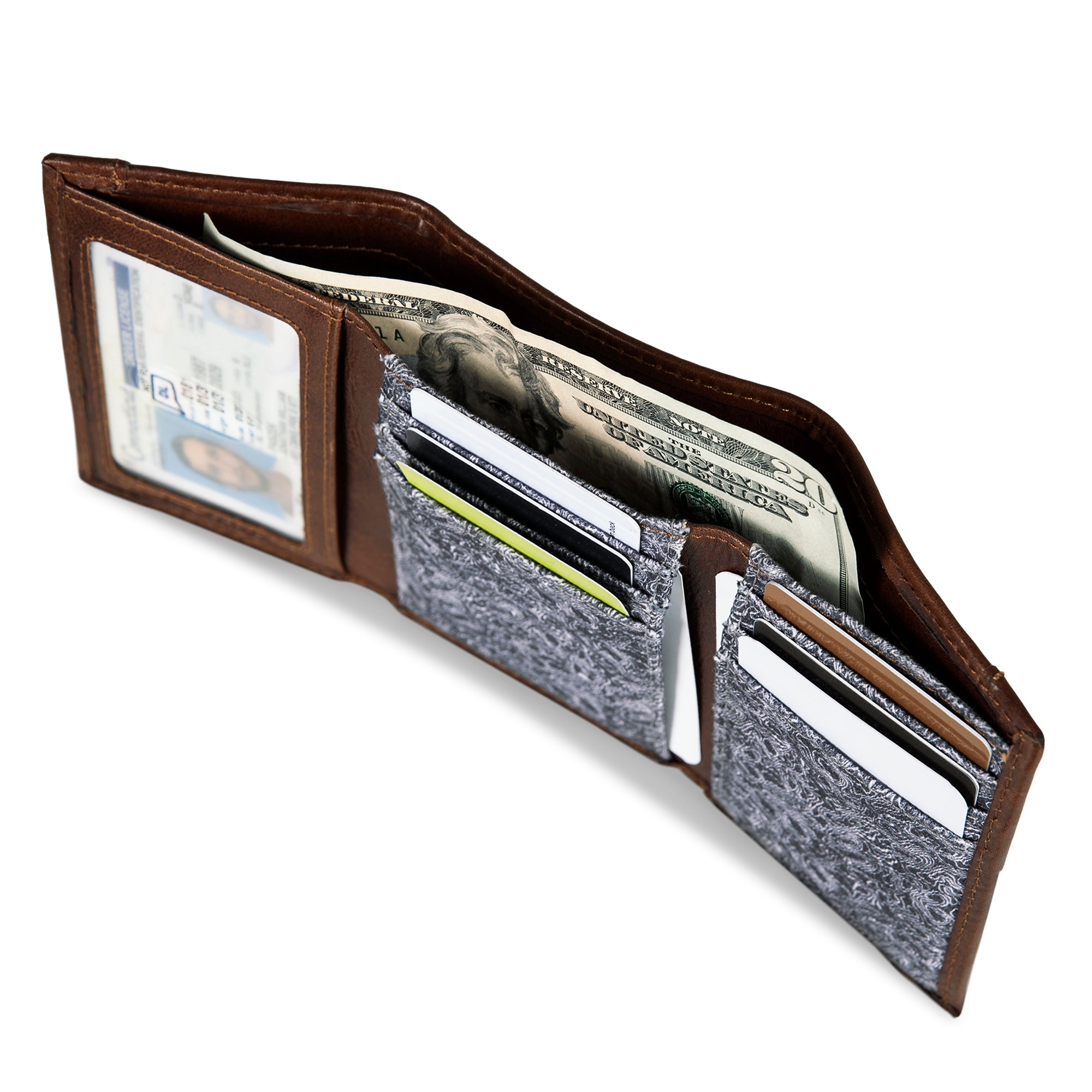 Pioneer Leather And Printed Cotton Canvas Trifold Wallet - Image 8
