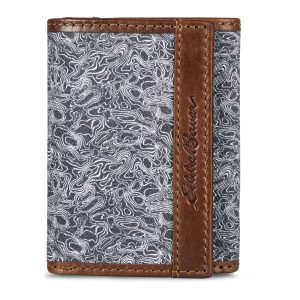 Pioneer Leather And Printed Cotton Canvas Trifold Wallet