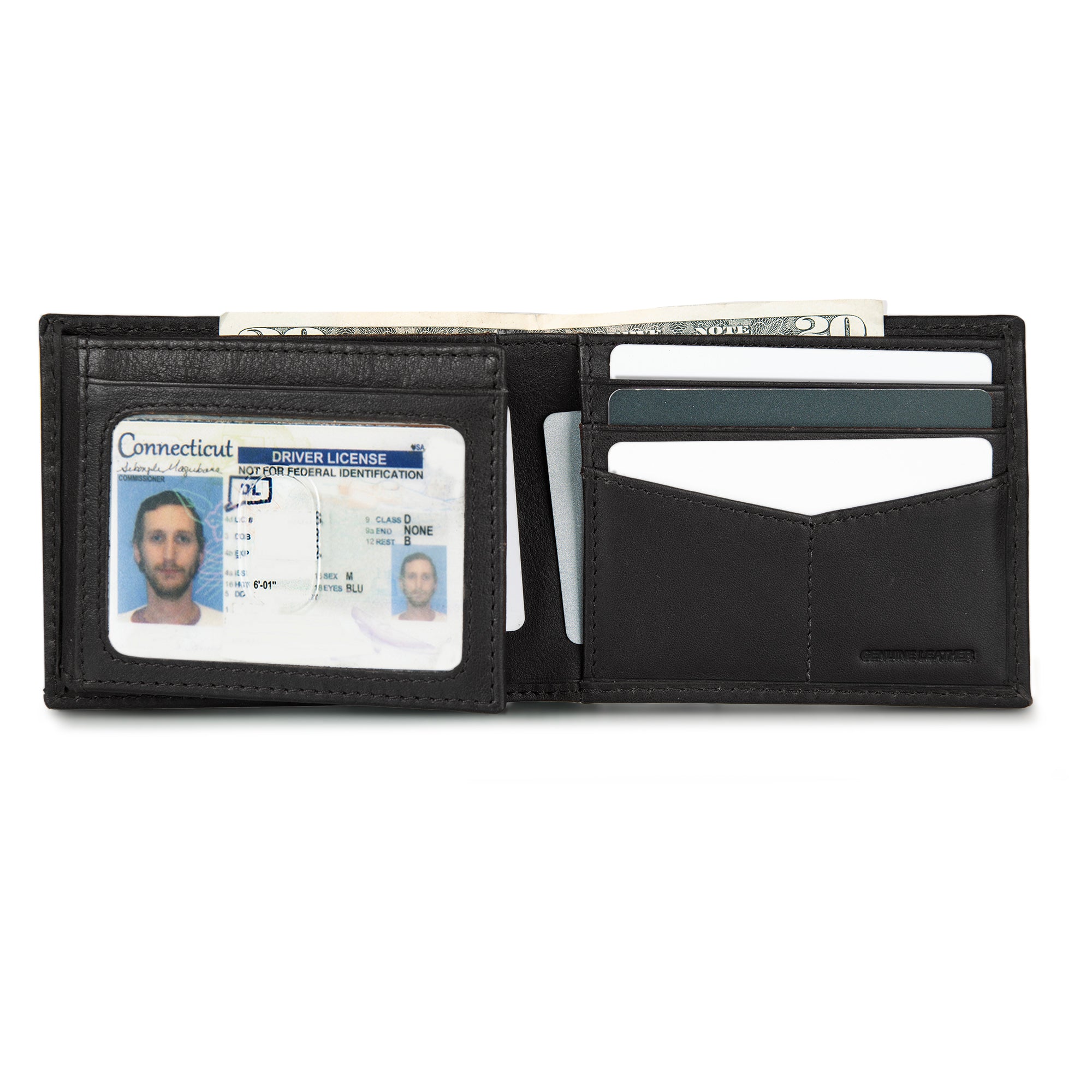EB Signature Logo Leather Flip Id Bifold Wallet - Image 16