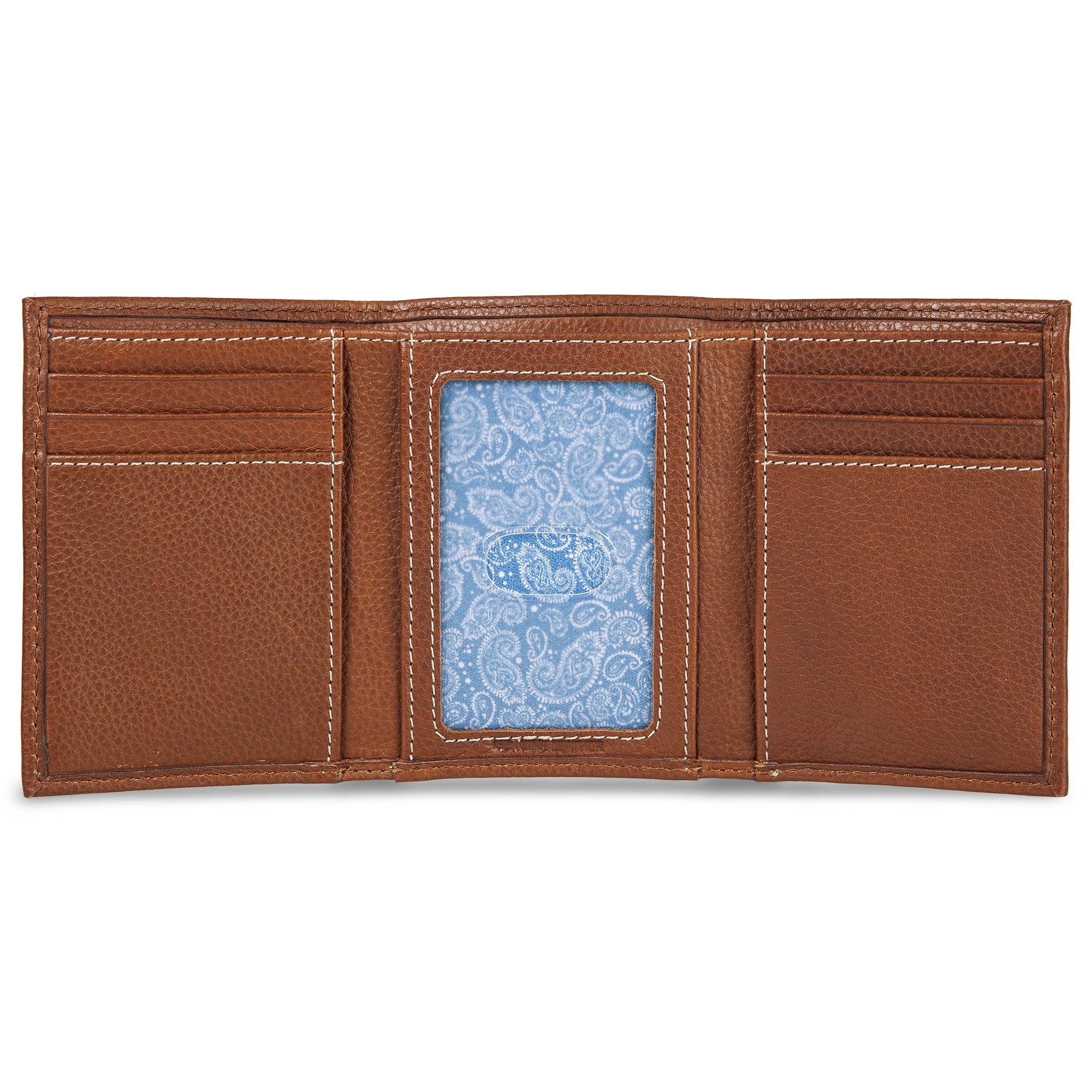 EB Signature Top Stitch Leather Trifold Wallet - Image 4