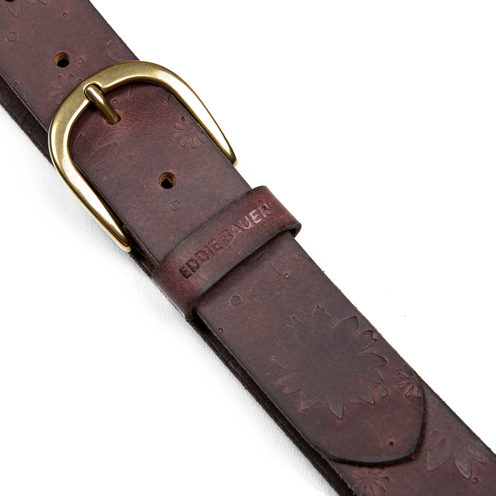 Women's Floral Tooled Leather Belt - Image 5
