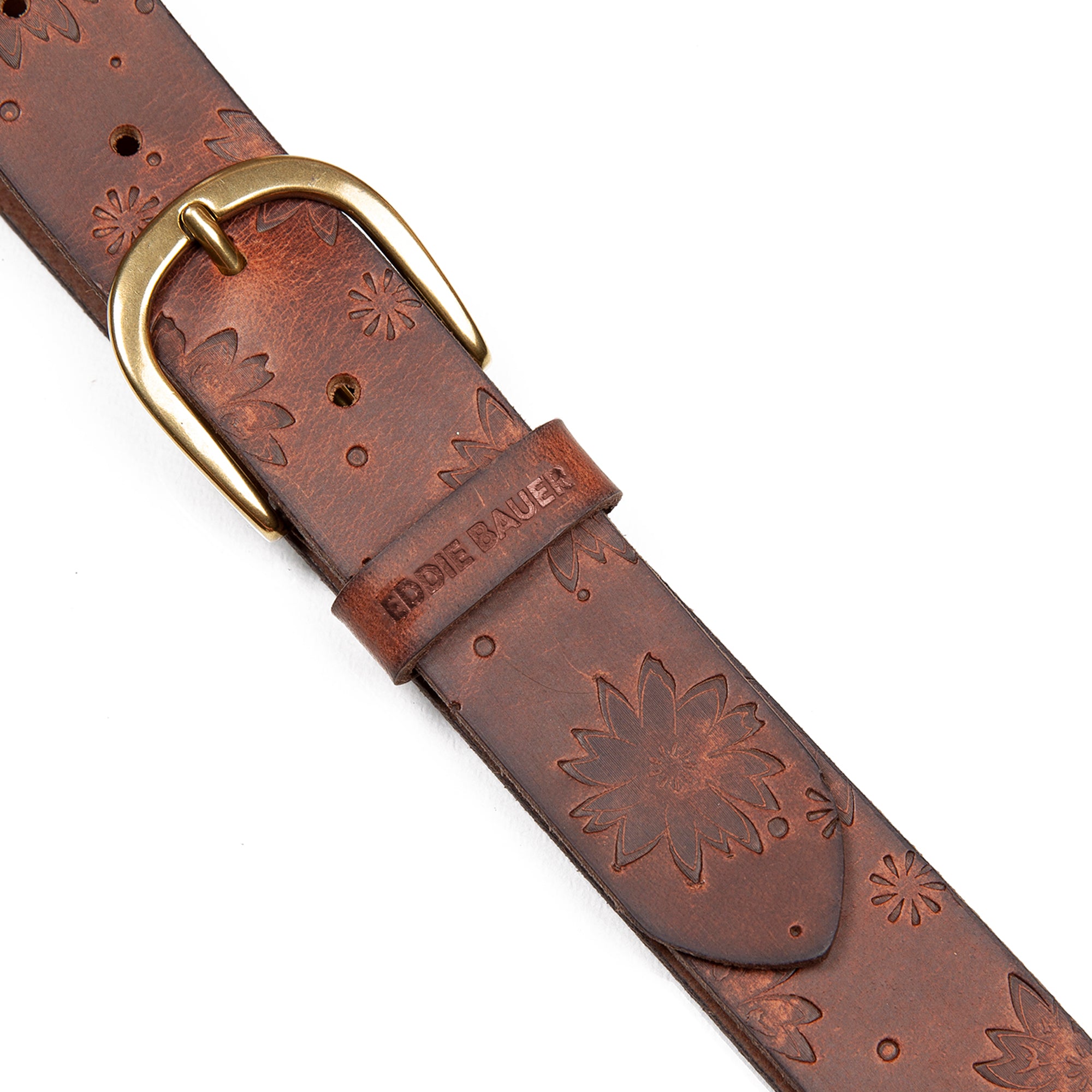 Women's Floral Tooled Leather Belt - Image 11