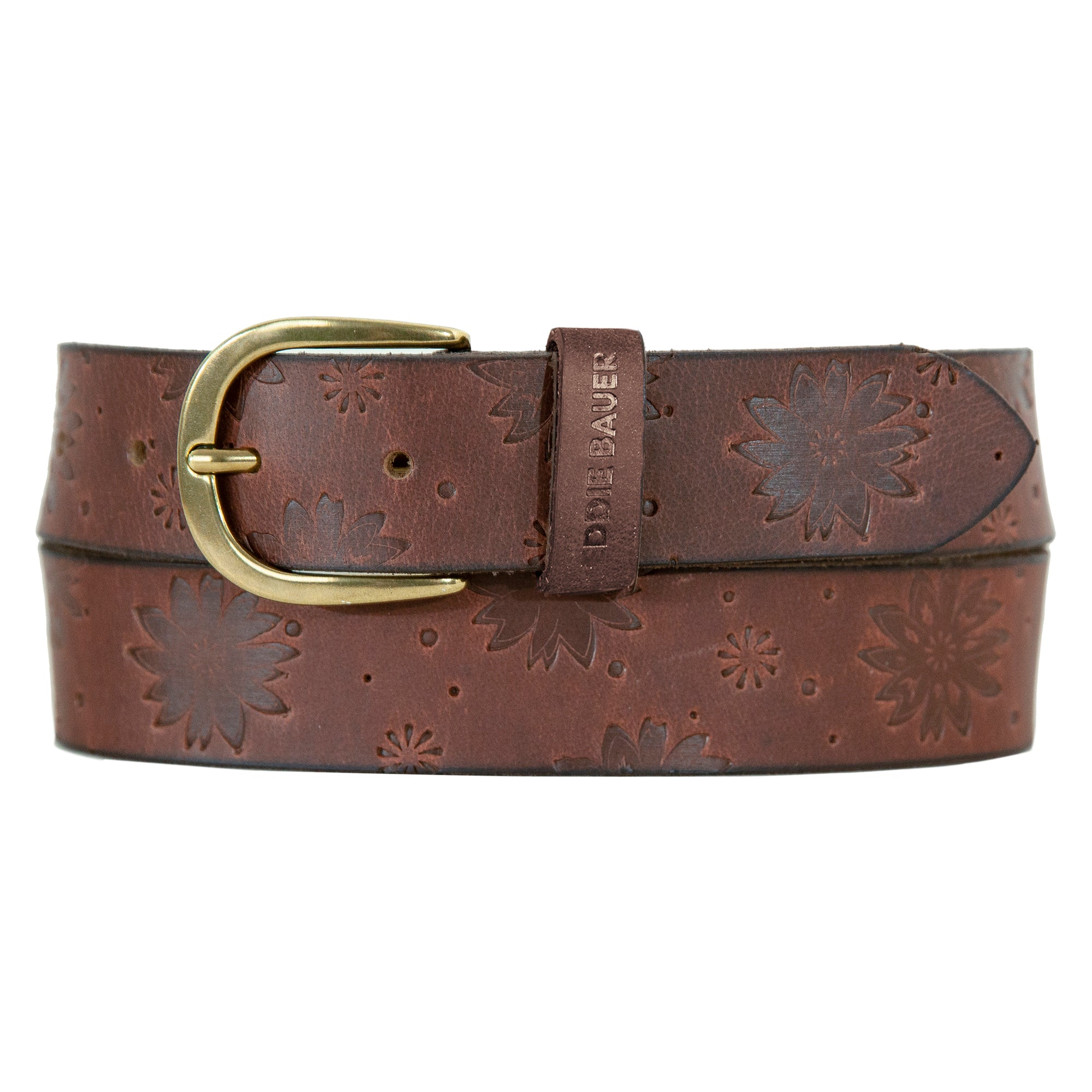 Women's Floral Tooled Leather Belt - Image 7