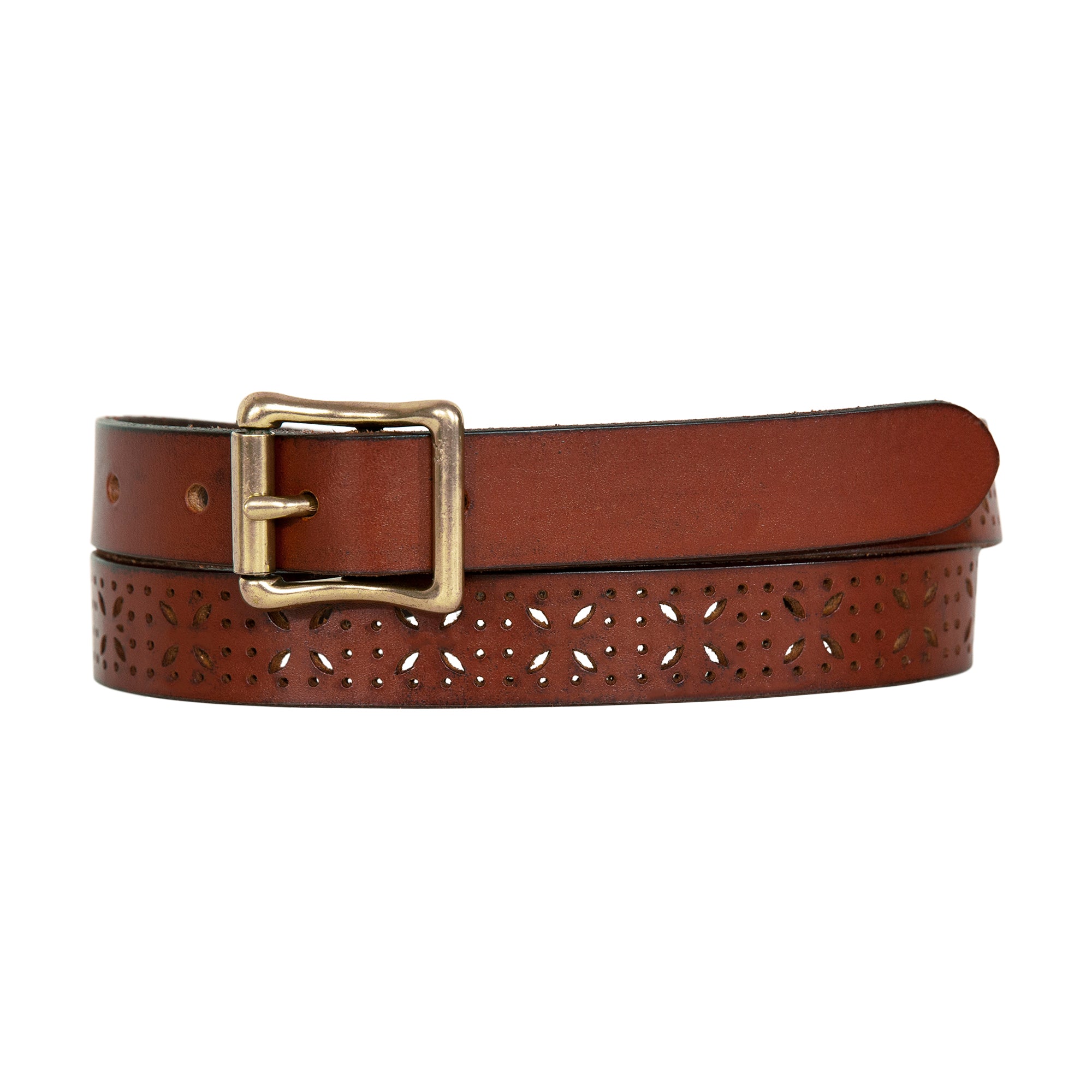 Women's Perforated Pattern Leather Belt - Image 8