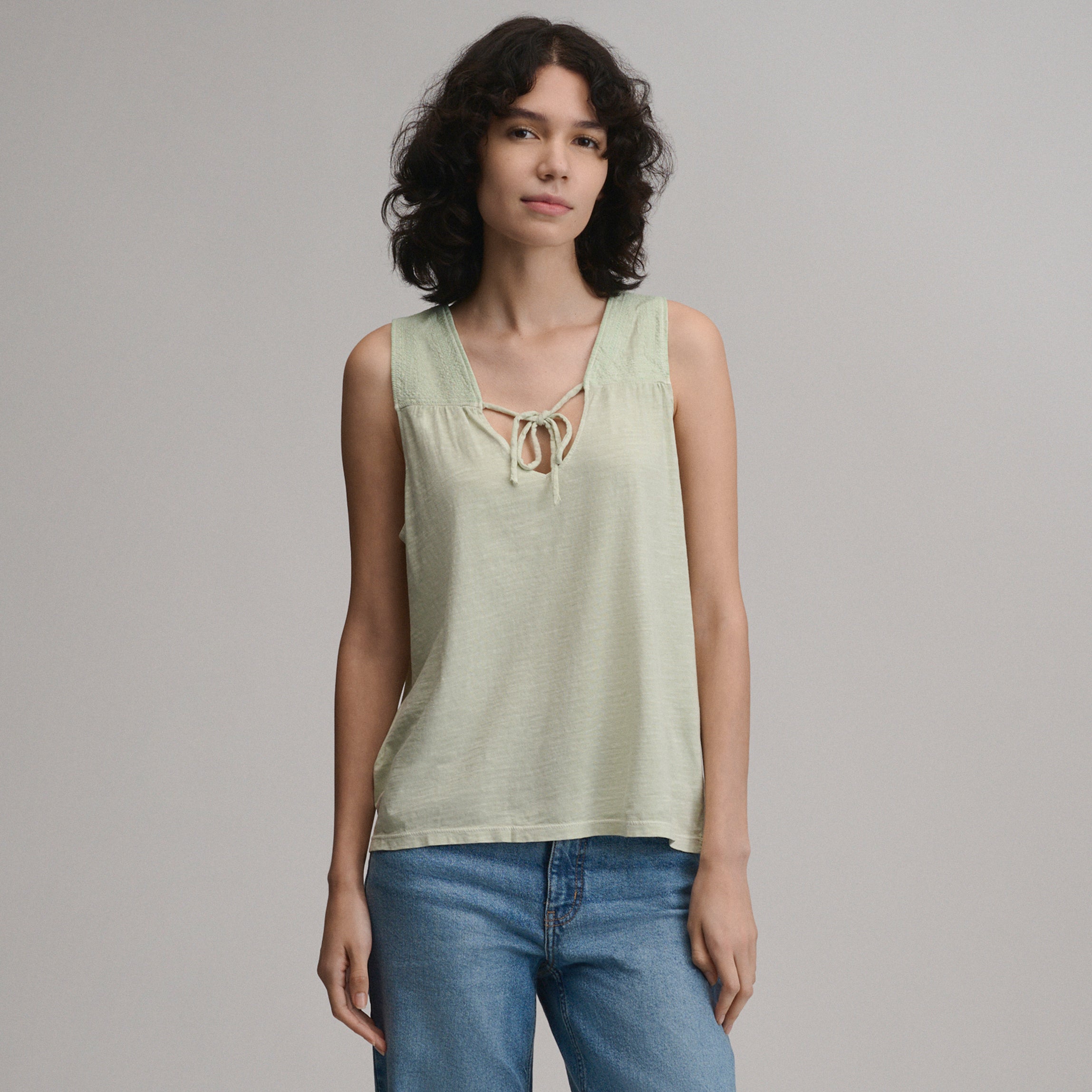 Women's Sunwashed Cotton Tie Front Tank - Image 5
