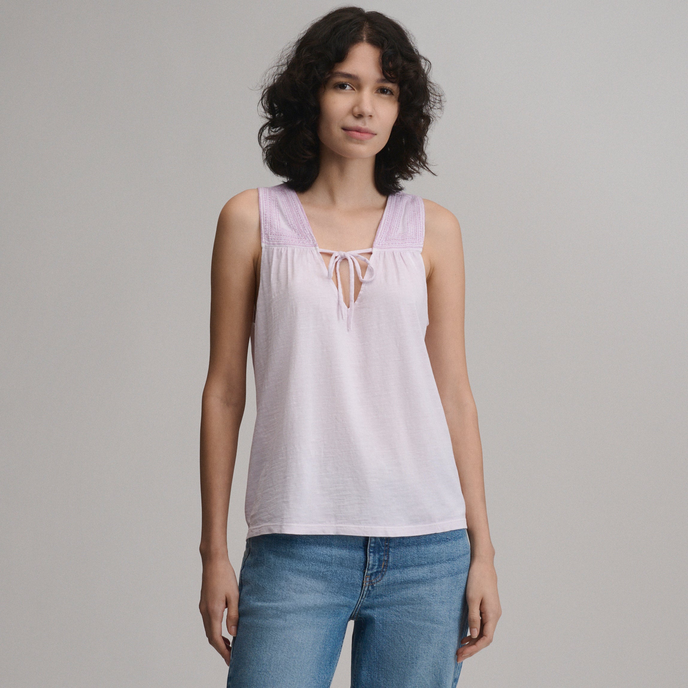 Women's Sunwashed Cotton Tie Front Tank - Image 9